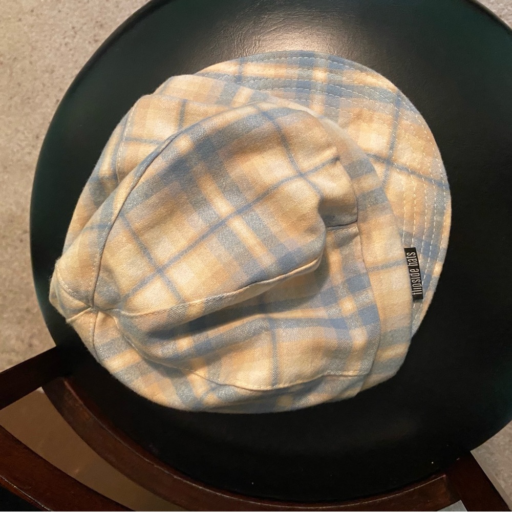 Flipside Light Blue and Tan Plaid Newsboy Women’s Hat